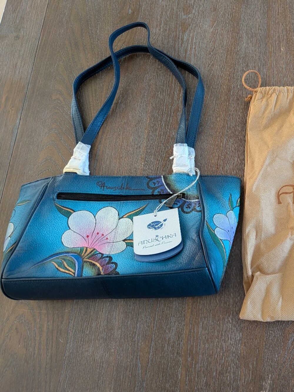 Anuschka Hand Painted Paisley Flower Hand Bag Shoulder Bag